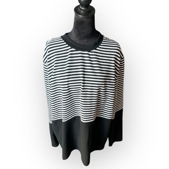 H&M Women's Black & White Striped Colorblock Pullover Tunic Top Size XL - Picture 5 of 13